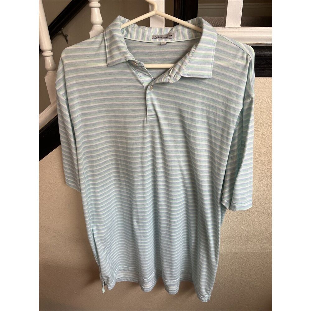Peter Millar Light Blue Striped Polo Shirt